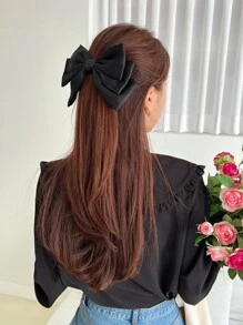 DAZY Bow Decor Hair Clip Elegant Valentines - Black - View 3