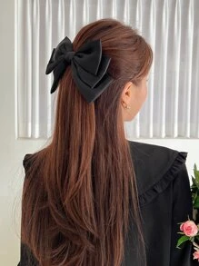 DAZY Bow Decor Hair Clip Elegant Valentines - Black - View 4