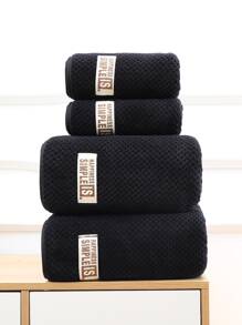 2pcs Plain Bath Towel Set Shower Towels For Beaty Salon, Hotel Sports,Home Essentials, Towel, Skin Care - Black - View 2