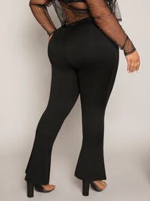 SHEIN SXY 大碼喇叭褲 - 黑色 - 查看 3