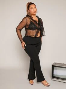 SHEIN SXY 大碼喇叭褲 - 黑色 - 查看 6