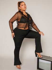 SHEIN SXY 大碼喇叭褲 - 黑色 - 查看 7