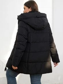 GASMAN Plus Pocket Patched Hooded Padded Coat - Black - View 2