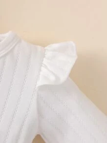 Souflis Souflis Baby Girl Newborn Ruffle Trim Jumpsuit & Headband - White - View 4