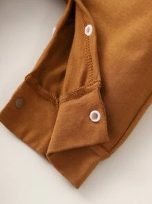 SHEIN Newborn Baby Boy Letter Graphic Jumpsuit & Hat - Brown - View 5