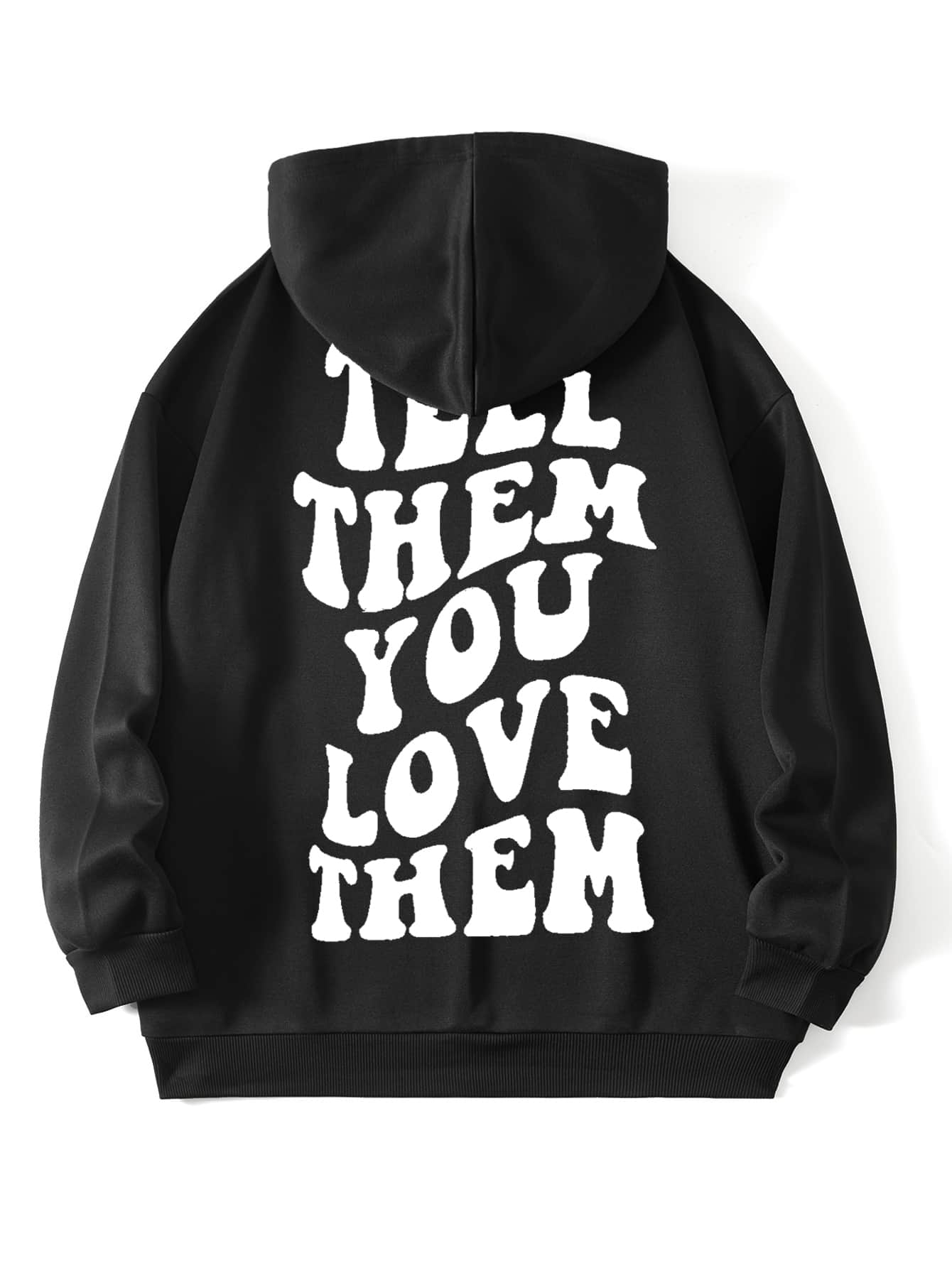 SHEIN EZwear Plus Size Drop Shoulder Slogan Graphic Sweatshirt - Black - View 1