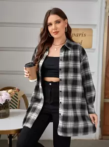 SHEIN Chemise à carreaux à bouton