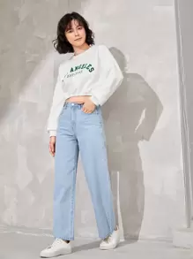 SHEIN Teen Girls Straight Leg Jeans - Light Wash - View 4