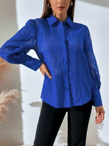 SHEIN Unity 鏤空泡泡袖襯衫