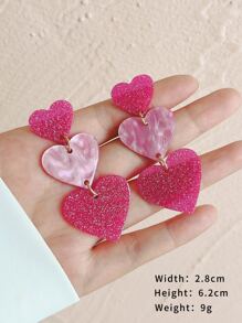 Pendientes largos enlace con corazón - Multicolor - Ver 3