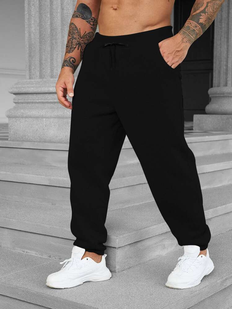 Pantalon De Jogging Homme Coton - Taille Élastique, Jambes Larges, Confort Automne Hiver