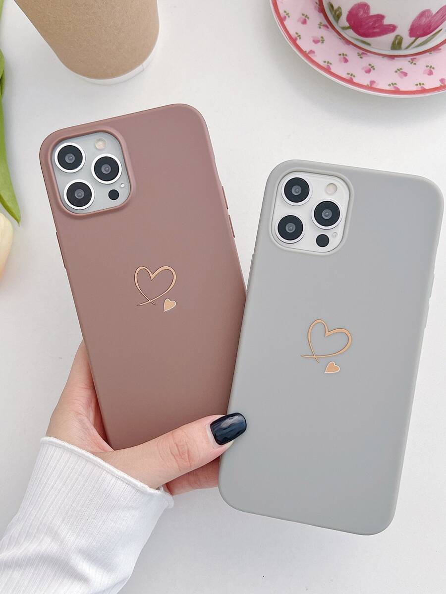 2pcs Heart Pattern Phone Case - Multicolor - View 1