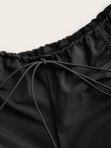 SHEIN ICON Gorpcore 90s Low Rise Drawstring Waist Ruched Trousers - Black - View 3