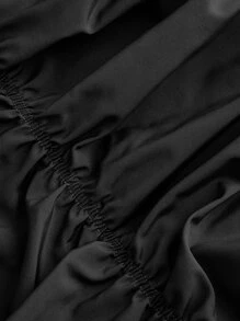 SHEIN ICON Gorpcore 90s Low Rise Drawstring Waist Ruched Trousers - Black - View 4