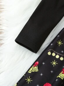 小女童聖誕圖案繫腰帶洋裝