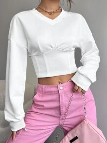 Muchica Quần áo thể thao nữ màu trơn Giải trí - trắng - Xem 1