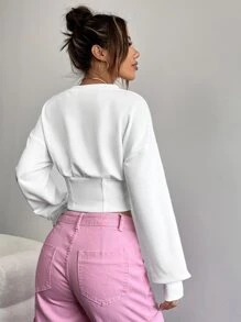 Muchica Quần áo thể thao nữ màu trơn Giải trí - trắng - Xem 2