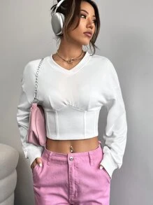 Muchica Quần áo thể thao nữ màu trơn Giải trí - trắng - Xem 4