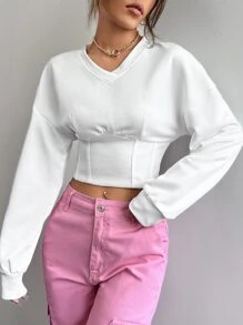 Muchica Quần áo thể thao nữ màu trơn Giải trí - trắng - Xem 6