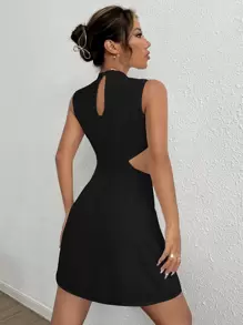 SHEIN EZwear 側邊鏤空無袖洋裝 - 黑色 - 查看 2