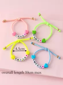 4入組女孩夜光愛心裝飾手環 - 彩色 - 查看 3