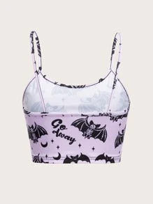 ROMWE Kawaii Bats Skeleton Print Cami Top - Lilac Purple - View 3