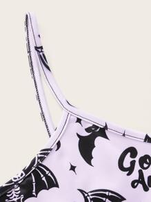 ROMWE Kawaii Bats Skeleton Print Cami Top - Lilac Purple - View 4