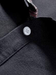 Manfinity Men Contrast Plaid Polo Shirt - Dark Grey - View 3