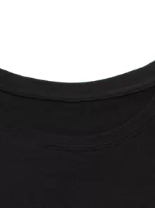 INAWLY Slogan Graphic Tee Shhhh NO ONE CARES Graphic Tees Women Tops - Black - View 3