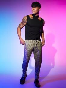 Manfinity RebelGame Men Cut Out Mock Neck Tank Top - Black - View 4