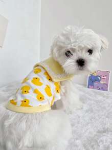 卡通鴨寵物背心 - 黃色 - 查看 2