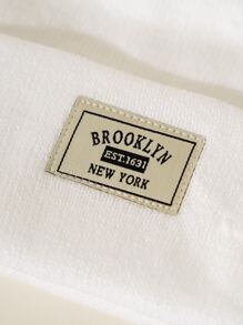 男士字母贴片装饰休闲便帽秋季休闲装 - 白色 - 查看 4