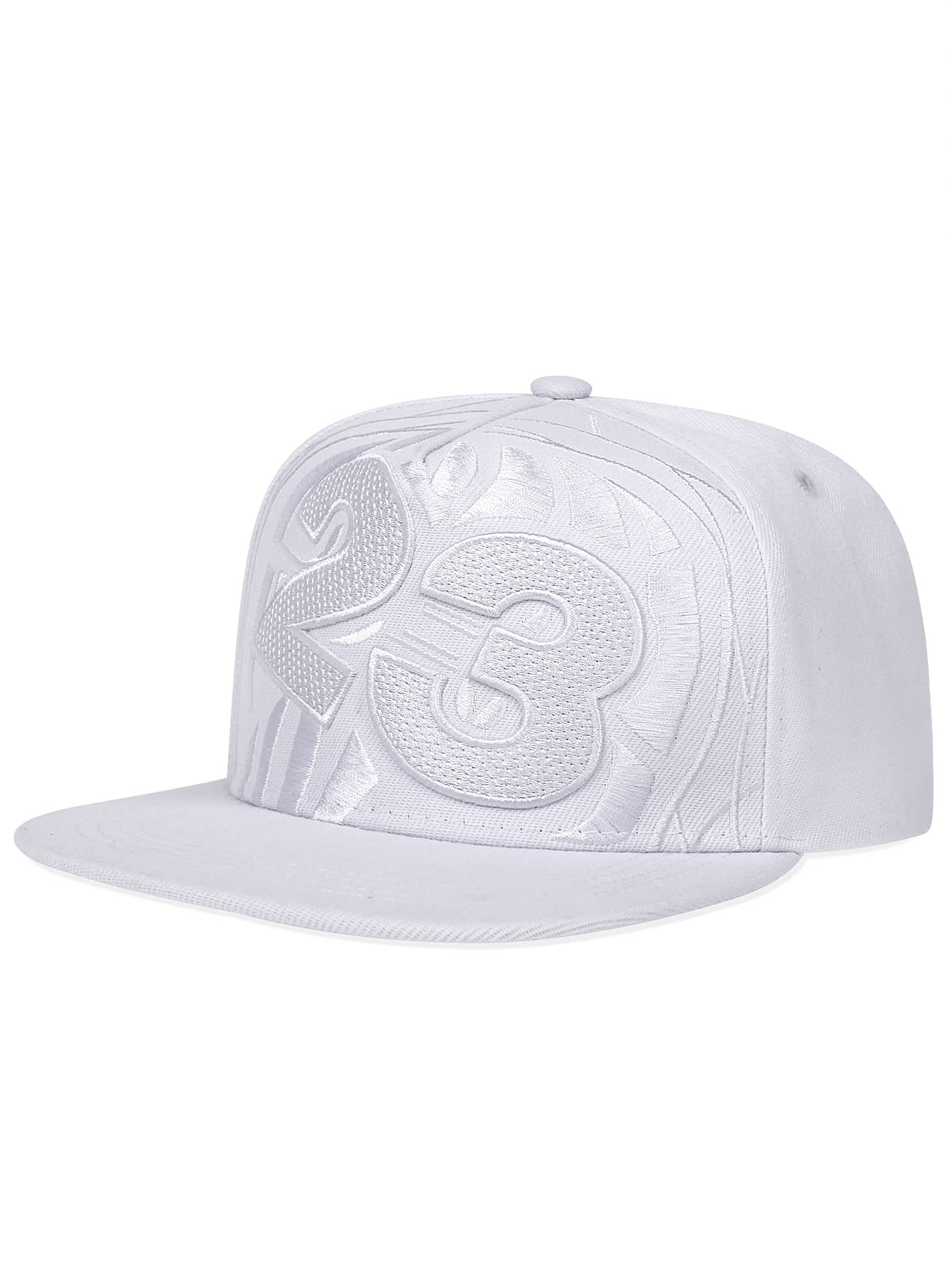 Men Number Embroidered Hip Hop Cap - White - View 1