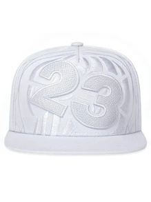 Men Number Embroidered Hip Hop Cap - White - View 4