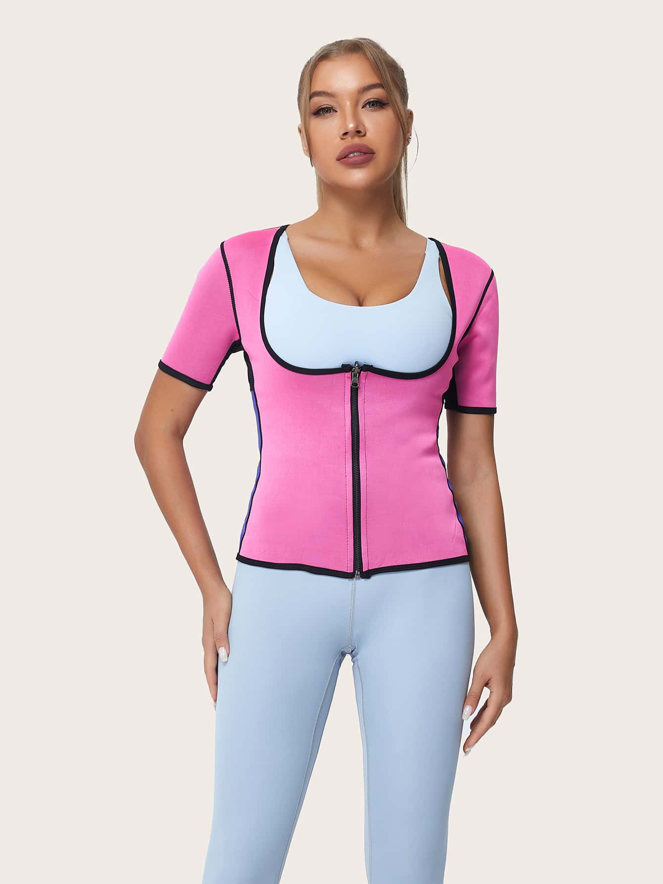 1 Pieza De Corsé De Entrenador De Cintura De Ropa Deportiva De Caucho Sintético - Rosa - Ver 1