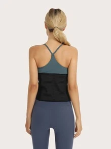 合成橡膠運動造型腹帶塑身腰部訓練器束腰胸衣 - 黑色 - 查看 3