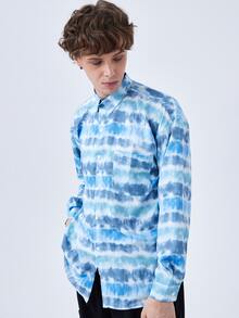 Hombres Camisa de tie dye - Azul - Ver 7