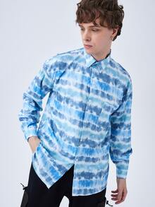Hombres Camisa de tie dye - Azul - Ver 8