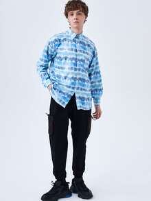 Hombres Camisa de tie dye - Azul - Ver 3