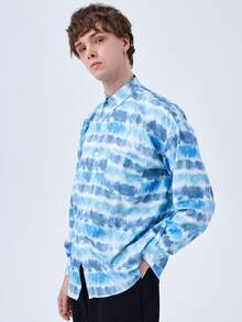 Hombres Camisa de tie dye - Azul - Ver 5