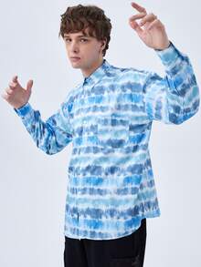 Hombres Camisa de tie dye - Azul - Ver 4