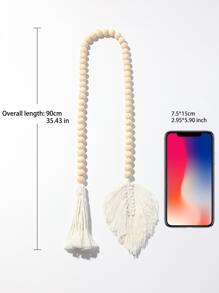 1 件波西米亚叶形流苏木色木制串珠装饰工艺品，农舍珠子乡村装饰祈祷波西米亚珠壁挂装饰（自然）最佳礼物 - 彩色 - 查看 6