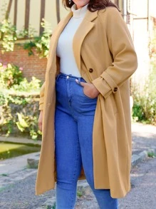 EMERY ROSE Abrigo de cuello con solapa de manga raglán con bolsillo oblicuo - Albaricoque - Ver 3