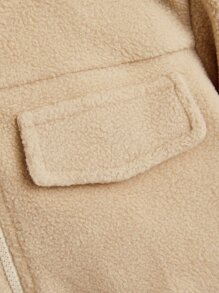 SHEIN Baby Flap Pocket Hooded Jacket