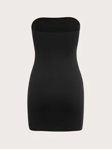 ROMWE PUNK Skull & Letter Graphic Tube Bodycon Dress - Black - View 2