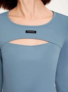 GLOWMODE FeatherFit™ Cutout Crop Long Sleeve Athletic Top - Blue - View 7