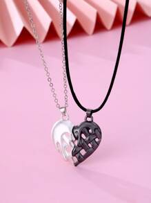 2 Miếng Cô gái Tính hai mặt Mạ Hợp kim kẽm Từ tính Dây chuyền Với Trái tim rỗng Thiết kế , Đối với Mặc hàng ngày - Nhiều màu - Xem 1