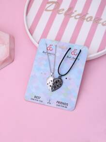 2 Miếng Cô gái Tính hai mặt Mạ Hợp kim kẽm Từ tính Dây chuyền Với Trái tim rỗng Thiết kế , Đối với Mặc hàng ngày - Nhiều màu - Xem 3