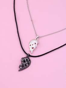 2 Miếng Cô gái Tính hai mặt Mạ Hợp kim kẽm Từ tính Dây chuyền Với Trái tim rỗng Thiết kế , Đối với Mặc hàng ngày - Nhiều màu - Xem 4