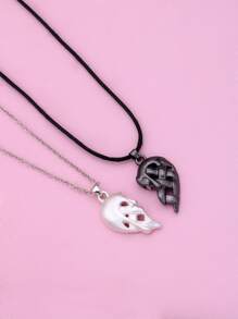 2 Miếng Cô gái Tính hai mặt Mạ Hợp kim kẽm Từ tính Dây chuyền Với Trái tim rỗng Thiết kế , Đối với Mặc hàng ngày - Nhiều màu - Xem 5